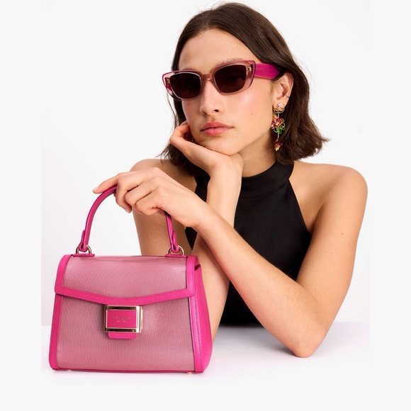 Kate Spade Katy Coated Mesh Small Top-handle Bag In Wild Raspberry - Picture 11 of 12